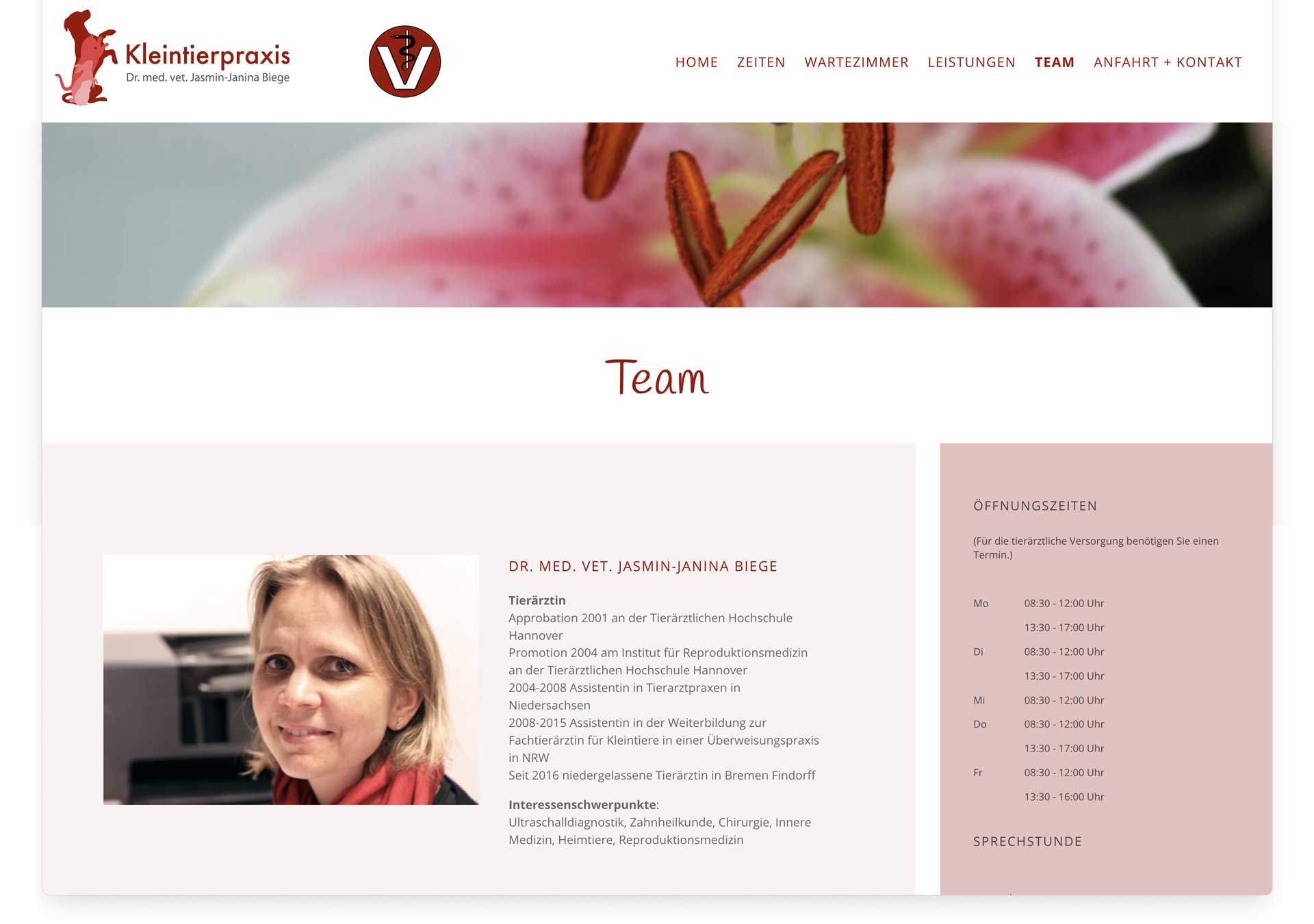 Webdesign Kleintierpraxis Tierarzt Bremen | Jana Wiescholek | Webdesignerin Bremen
